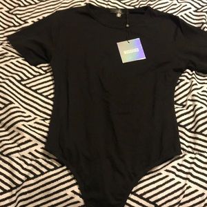 Black Misguided Short Sleeve Bodysuit